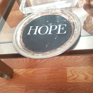 Vintage upcycled "Hope" silverplated serving tray